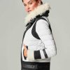 New Blanc Noir Doudoune Moto Aviator - Remplie De Duvet Blanc Casse