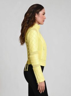 Clearance Blanc Noir Veste De Moto En Cuir Et Maille Banane Pale