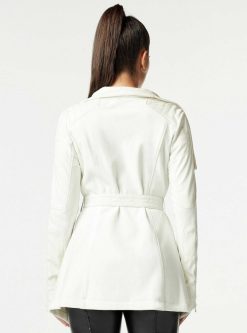 Online Blanc Noir Veste Drapee En Velours Blanc Casse