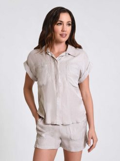 Clearance Blanc Noir Chemise De Camp Phoenix Tencel