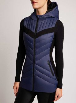 Clearance Blanc Noir Gilet Matelasse Allonge