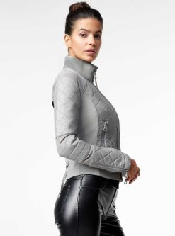 Best Blanc Noir Veste De Moto Peau De Requin