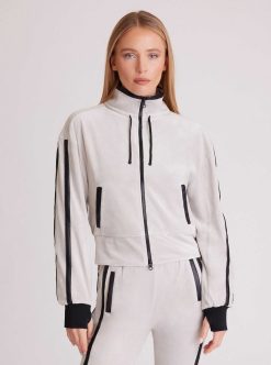 Online Blanc Noir Veste Sportive En Velours