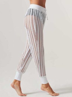 Online Blanc Noir Pantalon De Jogging En Maille Lineaire Blanc