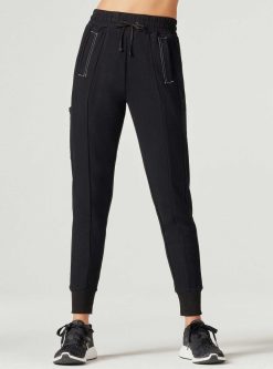 Clearance Blanc Noir Pantalon De Jogging A Coutures Contrastees Yolo Noir