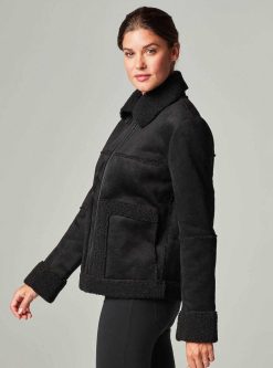 Wholesale Blanc Noir Moto Zippee En Sherpa Noir