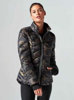 Clearance Blanc Noir Doudoune Avec Veste Reflechissante Camouflage