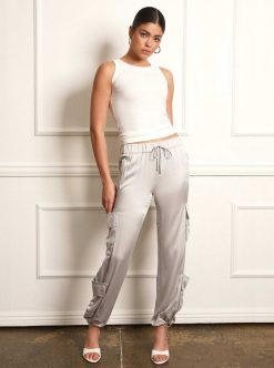 Online Blanc Noir Pantalon Large En Soie Chelsea