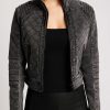 Hot Blanc Noir Veste Moto En Jean Charbon