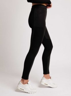 Hot Blanc Noir Legging En Cuir Ponte Noir