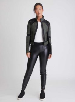 New Blanc Noir Veste Moto - Edition Limitee Olive Combo D'Olives