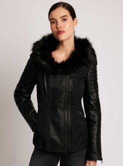 Clearance Blanc Noir Veste A Capuche Sophia