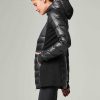 Clearance Blanc Noir Parka Poids Plume A Empiecement Reflechissant Noir