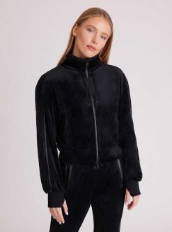 Online Blanc Noir Veste Sportive En Velours