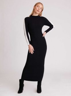 Hot Blanc Noir Robe Blair A Col Montant