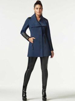 Wholesale Blanc Noir Trench Matelasse Avec Fermeture Eclair Au Dos Socialite Marine