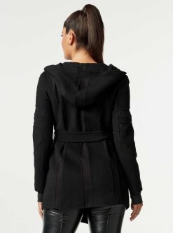 Clearance Blanc Noir Veste De Voyage En Laine Faite A La Main Noir