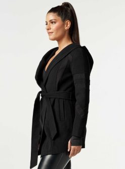 Clearance Blanc Noir Veste De Voyage En Laine Faite A La Main Noir