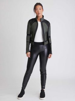 Hot Blanc Noir Veste Moto - Edition Limitee Olive Combo D'Olives