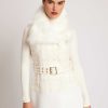 New Blanc Noir Irina Boucle Gilet Long Bordure Doree Combo Ivoire