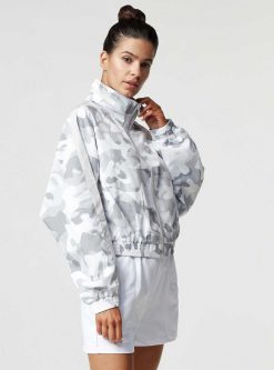 Online Blanc Noir Veste Coupe-Vent Tempete Camouflage Gris