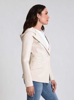 Hot Blanc Noir Blazer A Capuche Gayatri