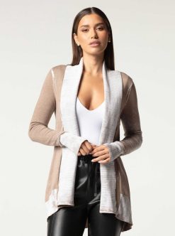 Online Blanc Noir Cardigan Drape Sur Le Devant Huntress Grege