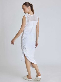 Hot Blanc Noir Robe Froncee Sur Le Cote Tao Blanc