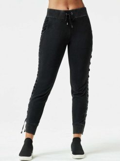 Best Blanc Noir Pantalon De Jogging A Lacets Et Delavage Vintage Noir