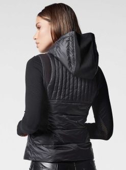 Hot Blanc Noir Gilet Leste En Plumes Reflechissant Noir