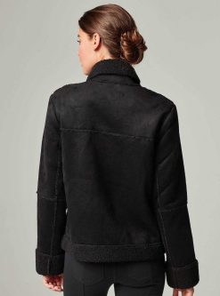 Wholesale Blanc Noir Moto Zippee En Sherpa Noir