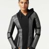 New Blanc Noir Moto Asymetrique A Capuche Gris