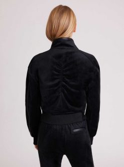 Online Blanc Noir Veste Sportive En Velours