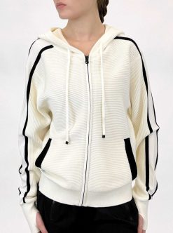 Wholesale Blanc Noir Sweat A Capuche Zippe Portola