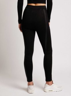 Hot Blanc Noir Legging En Cuir Ponte Noir