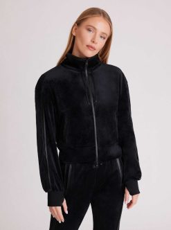 Online Blanc Noir Veste Sportive En Velours