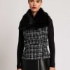 New Blanc Noir Gilet Long Boucle Irina Combinaison Noire