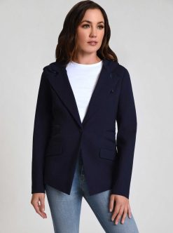 Hot Blanc Noir Blazer A Capuche Gayatri