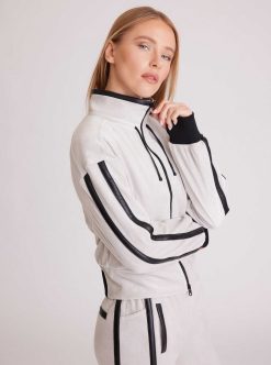 Online Blanc Noir Veste Sportive En Velours