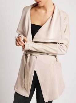 Wholesale Blanc Noir Veste Drapee En Velours Argile