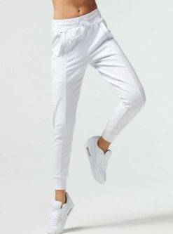 Wholesale Blanc Noir Pantalon De Jogging A Coutures Contrastees Yolo Blanc