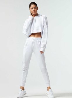 Wholesale Blanc Noir Pantalon De Jogging A Coutures Contrastees Yolo Blanc