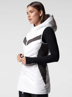 Best Blanc Noir Gilet Matelasse Allonge Blanc/Charbon