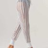 Hot Blanc Noir Pantalon De Jogging En Maille Lineaire Blanc