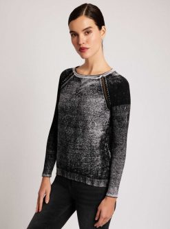 New Blanc Noir Pull Petit Ami En Maille Huntress