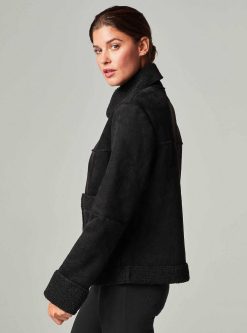 Wholesale Blanc Noir Moto Zippee En Sherpa Noir