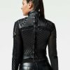 Online Blanc Noir Veste En Cuir En Maille Acceleration Moto Noir