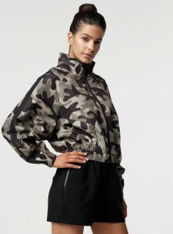 Online Blanc Noir Veste Coupe-Vent Tempete Camouflage Olive