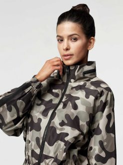 Online Blanc Noir Veste Coupe-Vent Tempete Camouflage Olive