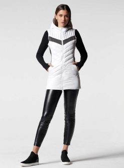 Best Blanc Noir Gilet Matelasse Allonge Blanc/Charbon